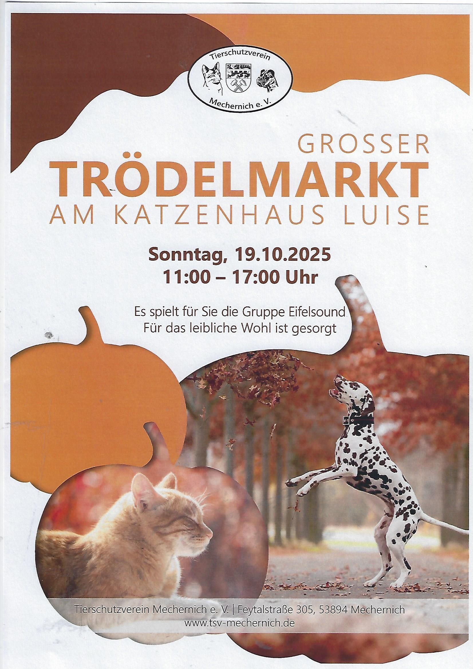 Dieses Plakat weist auf den Trödelmarkt am 19. Oktober hin. (c) Grafik: Tierheim/pp/Agentur ProfiPress