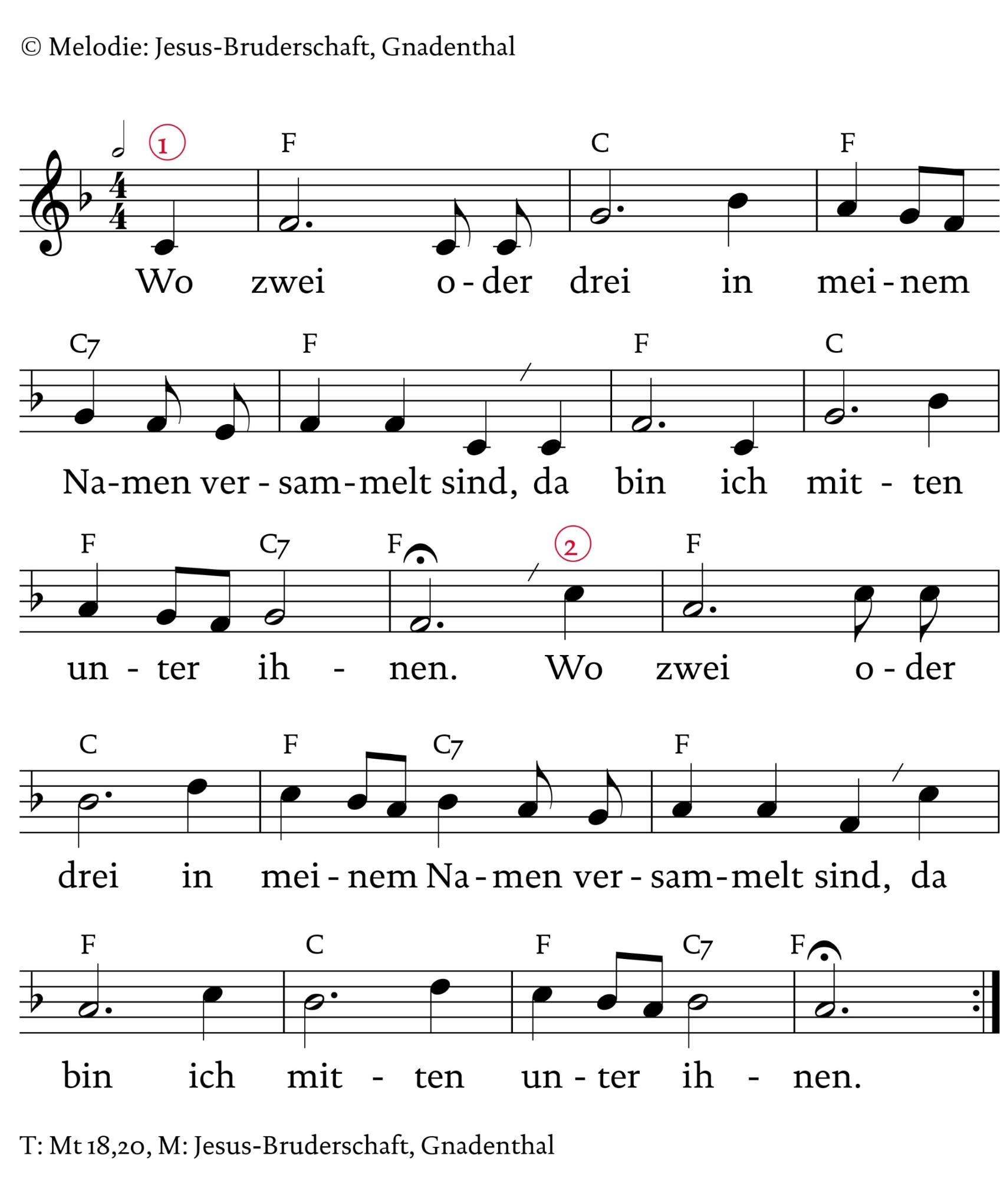 830 Wo zwei oder drei (c) T: Mt18,20: Jesus-Bruderschaft, Gnadentahl; Bistum Aachen