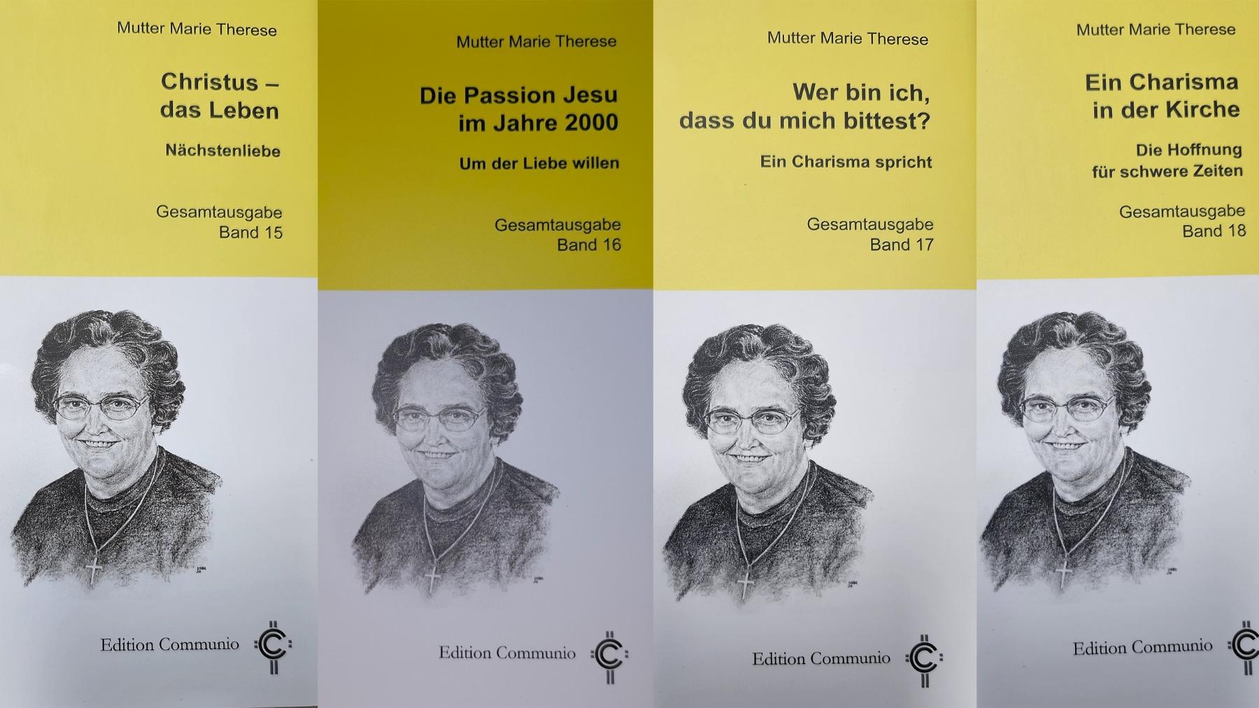 Gleich vier Neuauflagen (Band 15 bis 18) der Werke von Communio-Gründerin Mutter Marie Therese kann man per Mail unter info@communio.nrw bestellen. (c) Collage: Henri Grüger/pp/Agentur ProfiPress