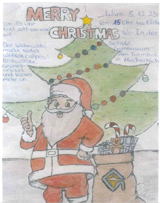 Daumen hoch vom Nikolaus: Im Schulgebäude des Gymnasiums am Turmhof wird es am Freitag, 5. Dezember, weihnachtlich. (c) GAT