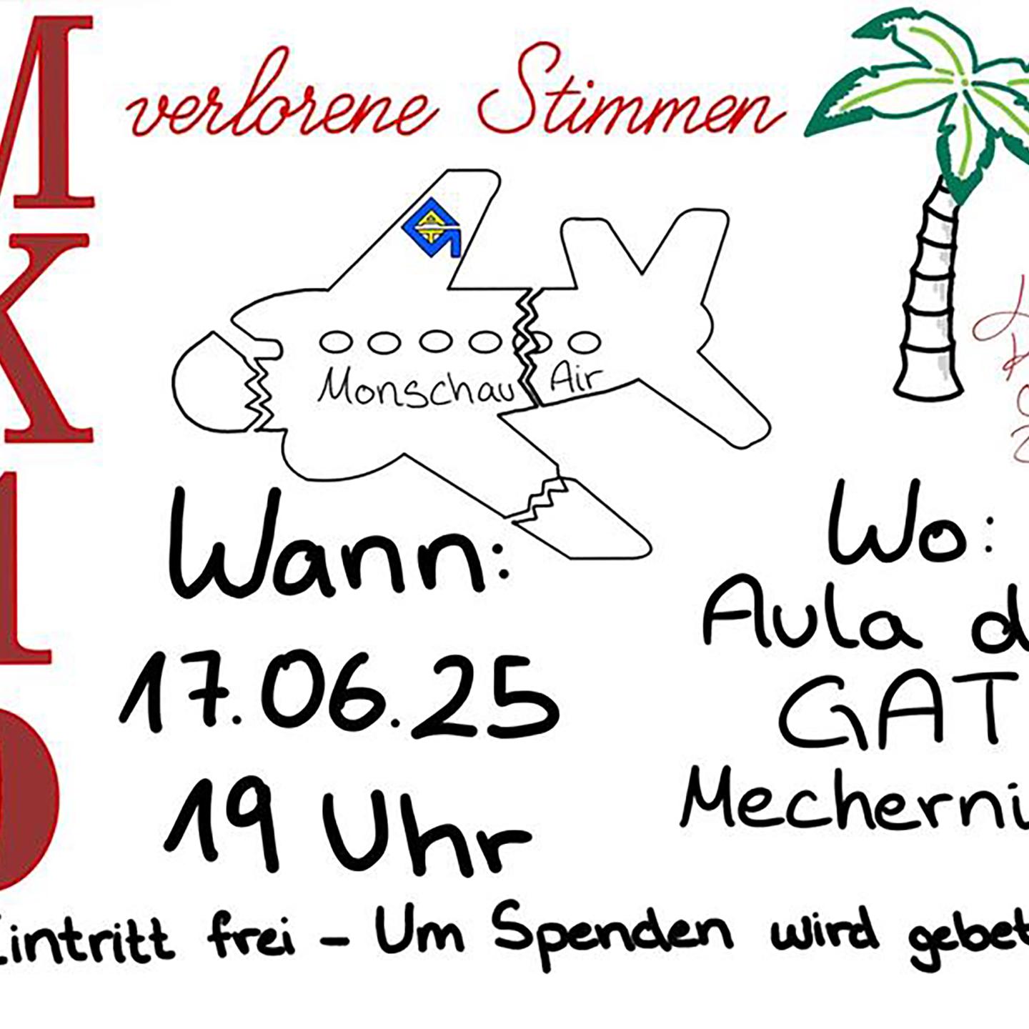Eine Talkshow, die unverhofft auf eine einsame Insel führt, ist Thema des selbstgeschriebenen Theaterstücks „MK10: Verlorene Stimmen“ am 17. Juni am GAT Mechernich.