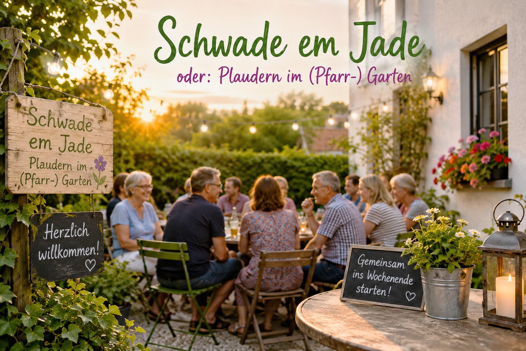 Unter dem Motto „Schwade em Jade“ lädt der Familienmesskreis Mechernich von Juni bis September zu offenen Begegnungen und Gesprächen im Pfarrgarten ein. (c) Symbolbild: KI/pp/Agentur ProfiPress