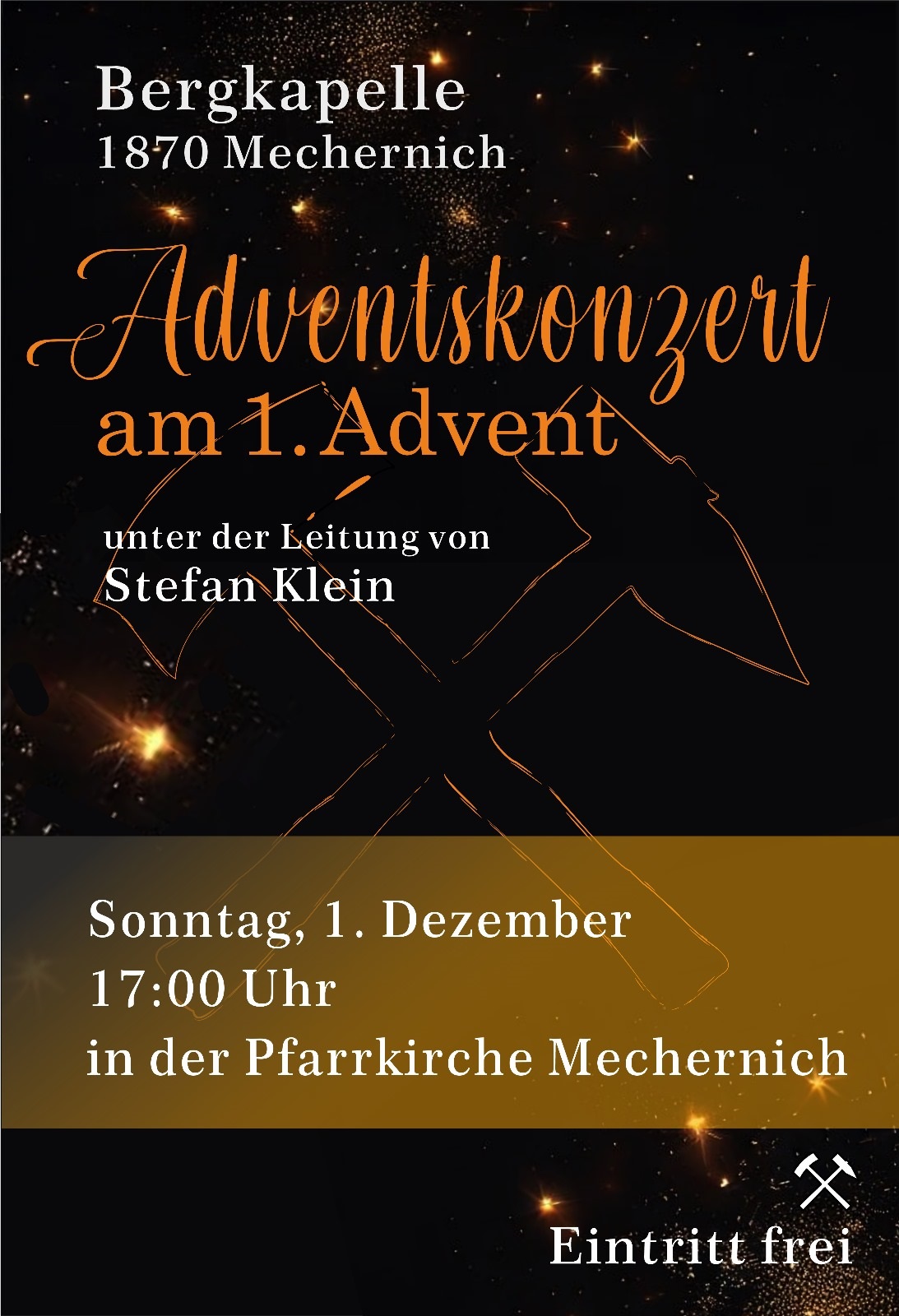 Die Bergkapelle von 1870, das frühere Werksorchester der Mechernicher Bergwerksbetreiber, gibt am Sonntag, 1. Dezember, ab 17 Uhr in der Mechernicher Pfarrkirche eine besinnliche Einstimmung auf den Advent. (c) Bergkapelle 1870 Mechernich