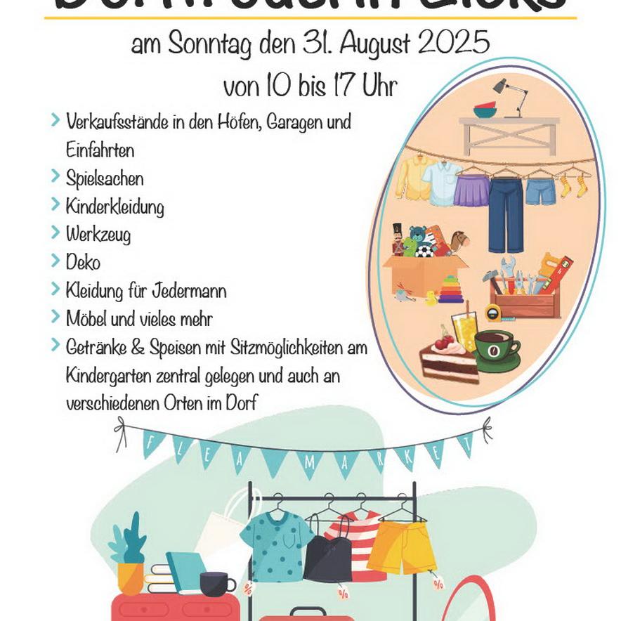 Mit diesem Plakat bewerben die Eickser ihren Dorftrödelmarkt am Sonntag, 31. August, von 10 bis 17 Uhr.