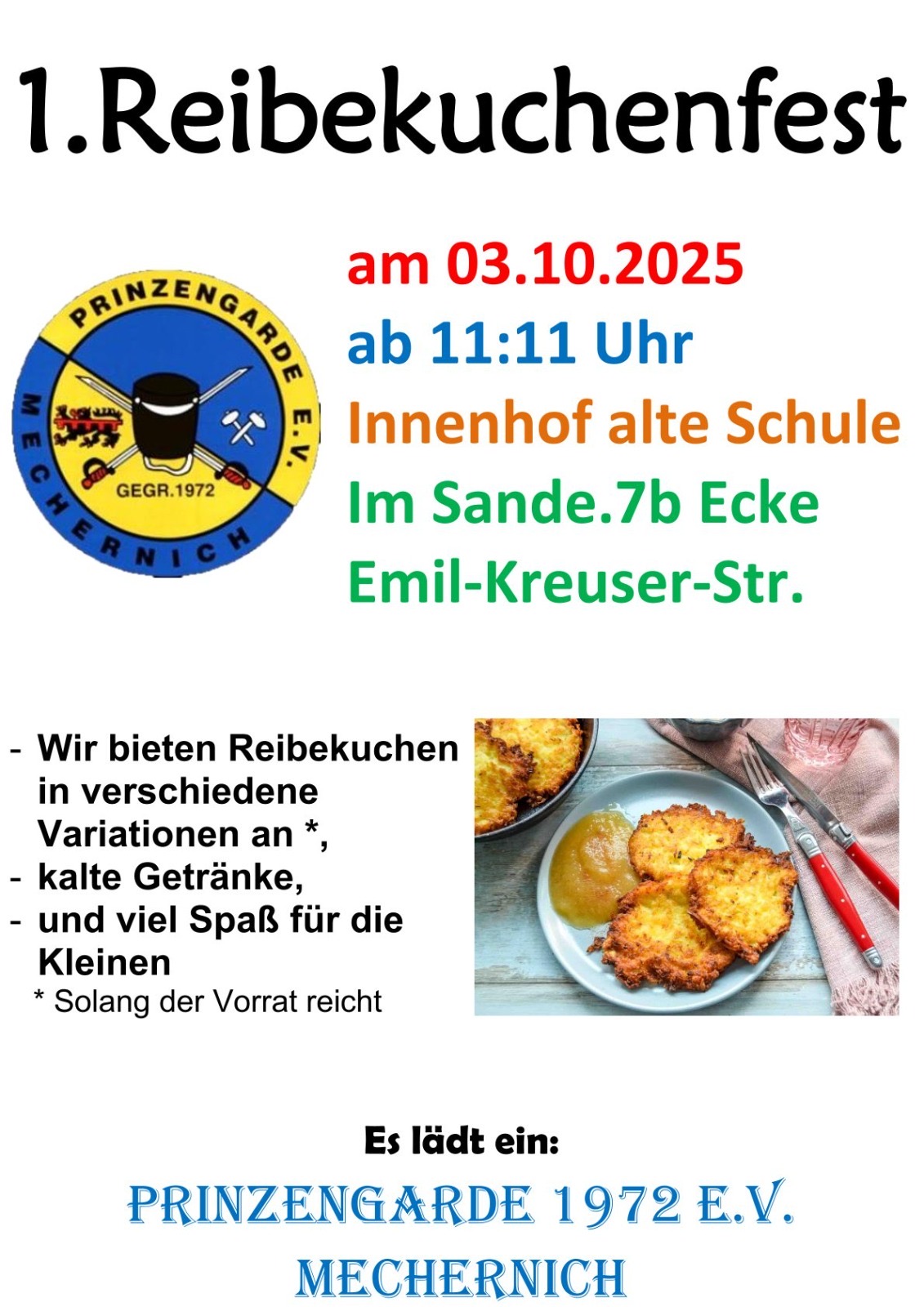 Plakat Reibekuchenfest 2025 (c) Prinzengarde Mechernich