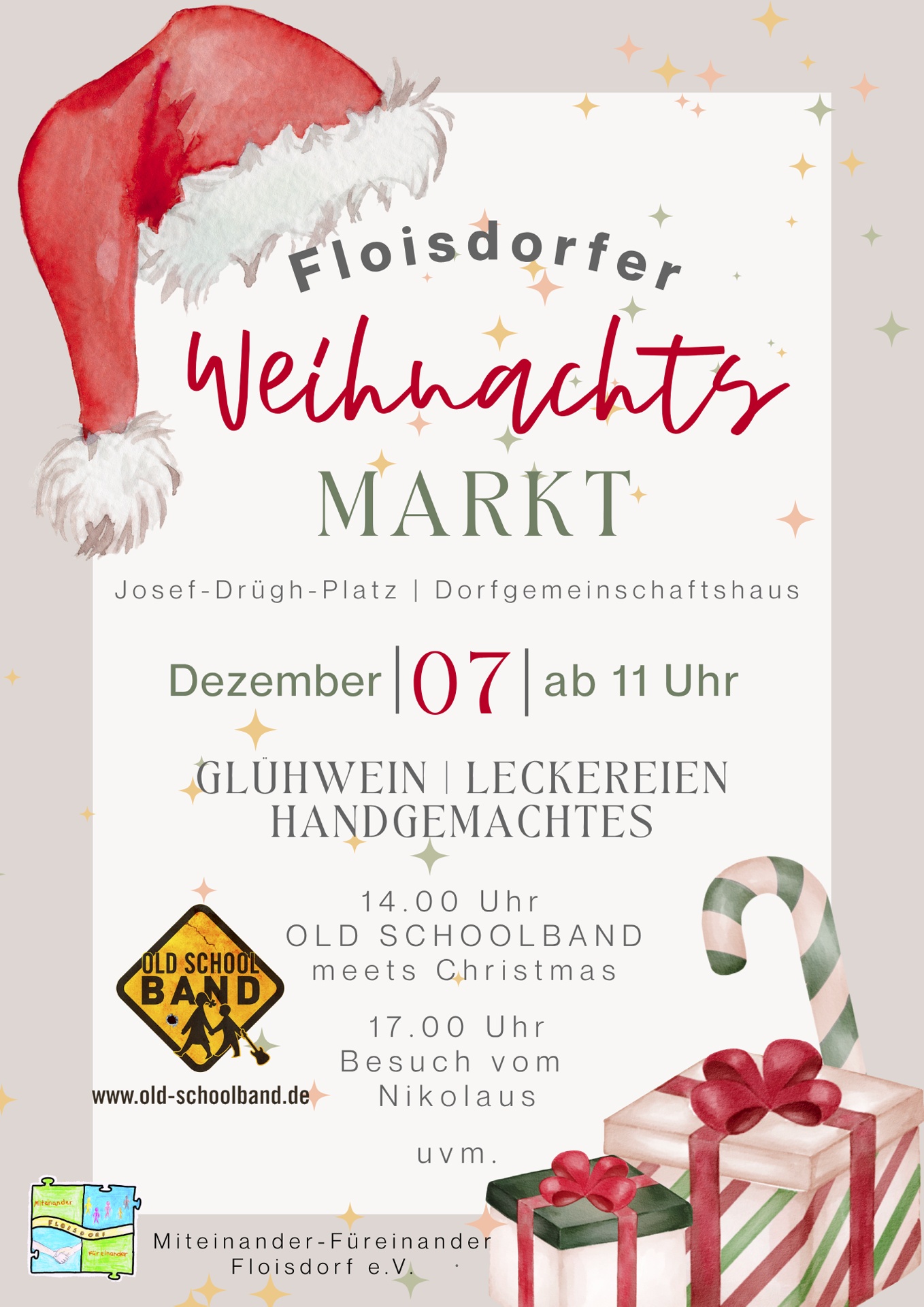Dieses Plakat wirbt für den Weihnachtsmarkt Floisdorf. Re (c) Repro: Sabine Roggendorf/pp/Agentur ProfiPress