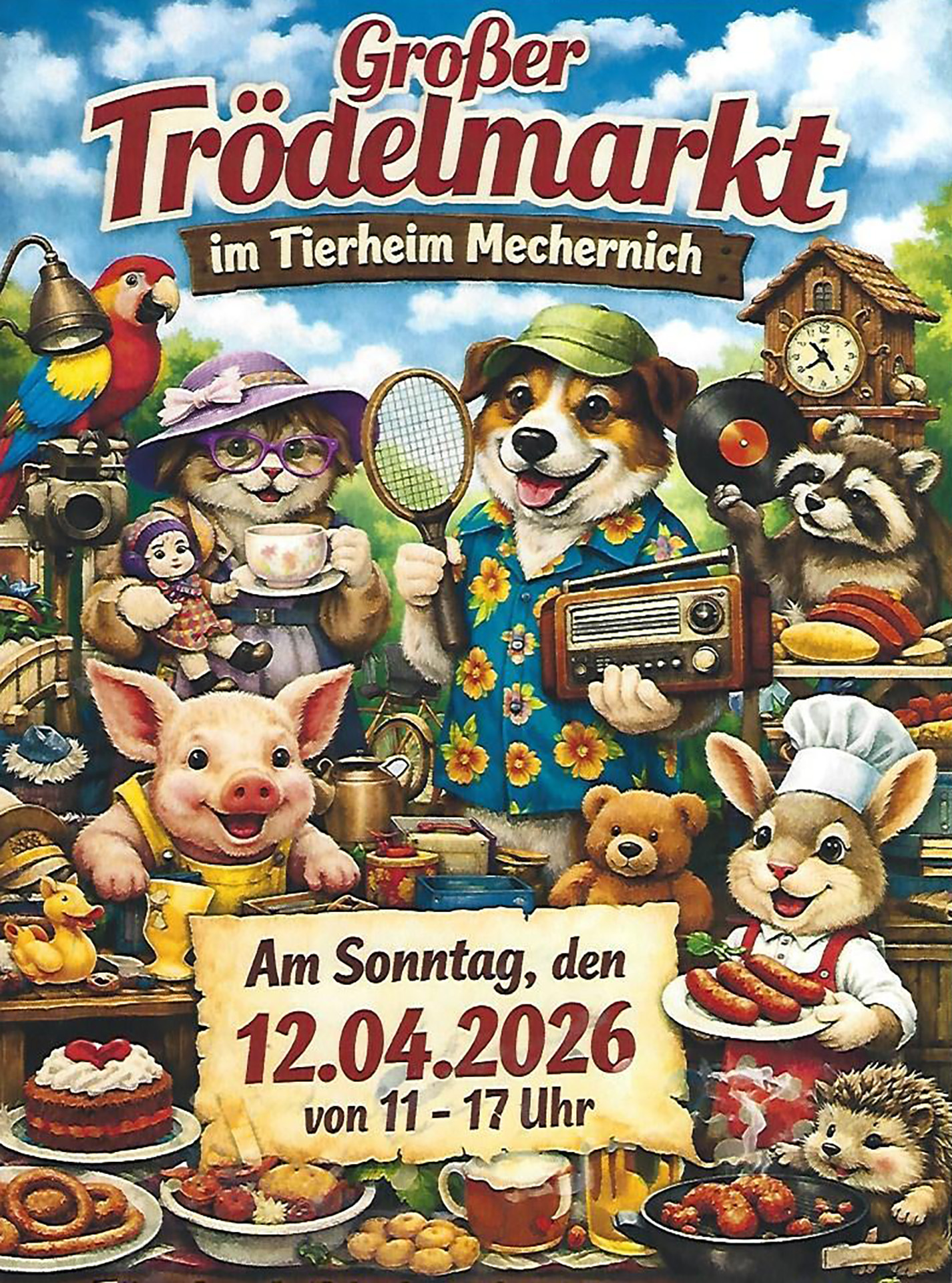 Am 12. April wird im Mechernicher Tierheim wieder getrödelt, was das Zeug hält. (c) Grafik: Tierheim Mechernich/pp/Agentur ProfiPress